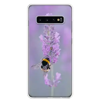 Jednoduché Fialové kvety levandule Bee Telefón puzdro Pre Samsung Galaxy S20 S21 S10 S9 S8 S7 Poznámka 10 20 9 8 FE J4 J6 Ultra Plus Lite +