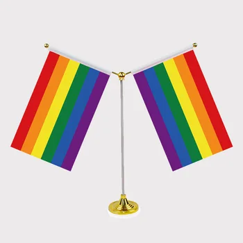 Stolové vlajky Nehrdzavejúcej ocele Y-tvare vlajky stojan Dúhová Vlajka Rainbow Homosexuálov a Lesbičiek Homosexuálne LGBT Pride