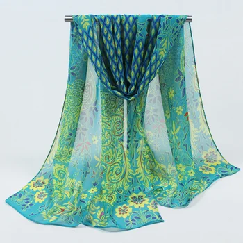 Kórea zime šál Gradient tlač polyester hodvábne šatky pôvodných predajní hidžáb šál шарф женский шифон farebné hodvábna šatka