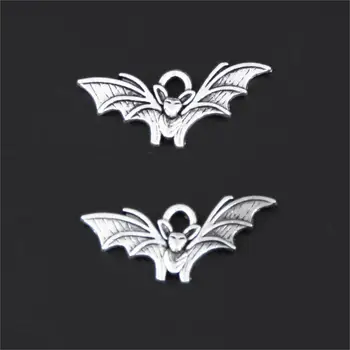 30Pcs Strieborná Farba Bat Elf zobrazili kľúčové tlačidlá, Takže Halloween Deň Dar Prívesok Dity Náramok Collier Vyhlásenie Šperky 21X9mm A3297