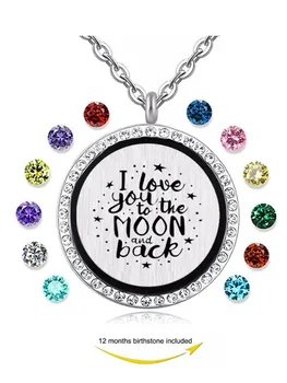 Milujem vás na mesiac a späť magnetické plávajúce Kolo medailón Prívesok náhrdelník Birthstones šperky Obrázok 2