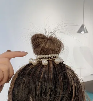 Nové Dual-Purpose Vlasy Krúžok Pearl Flash Vŕtanie Kovov Reťazca Vlasy Lano Elastické Gumičky, Náramok V Štýle Žena Vlasy Príslušenstvo