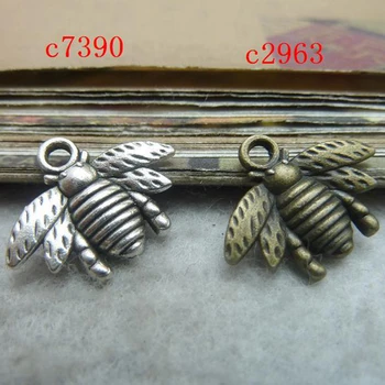 50pcs Bee Charms 16 mm x 20 mm DIY Šperky Čo Prívesok antique silver farba Obrázok 2