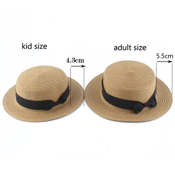 2019 Nové Módne Rodič Dieťaťa Panama Sun Hat, Cap Ženy Lete Bežné Pláž Hat Plochý Okraj Skladacia Slamy Clonu Klobúk