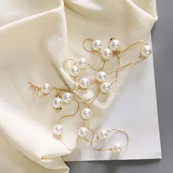 Elegantné Pearl Žien Pás Jednoduchý Nastaviteľný Kovový Tenký Reťazca Pás Pre Dámy Šaty Chudá Opasok Dekoračné Šperky Obrázok 2
