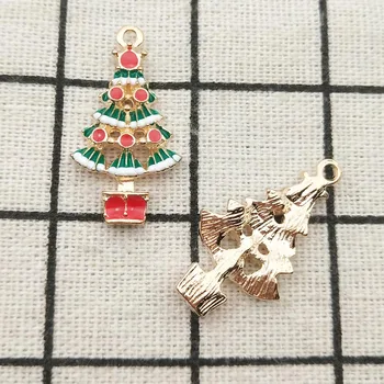 10pcs smalt vianočný stromček kúzlo príslušenstvo šperky náušnice prívesok náramok kúzlo náhrdelník charms diy hľadanie 16x28mm