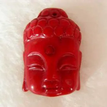 20-30mm Červený Buddha Hlavu Ručne Vyrezávané Prírodné Coral Prívesok