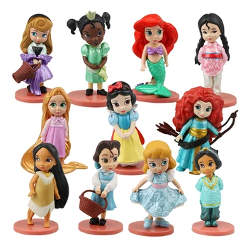 11pcs/set Disney Princezná Strane Office Bábika Snow White Merida Princezná Rapunzel Pvc Anime Figúrky Dieťa Hračku Darček