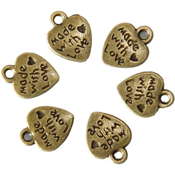 50pcs/veľa Antické Bronzové Pozlátené Malé Srdce Kúzlo Prívesky S Písmenami DIY Kúzlo Náramok Šperky Čo Zistenia Dodávky