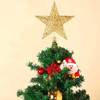 Gold Glitter Vianočný Stromček Vňaťou Star Vianočné Ozdoby na Stromček Vianočný Strom Top Navidad Ozdoby Nový Rok Dekor Natal Noel Obrázok 2