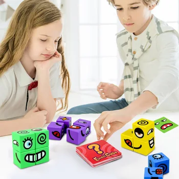 Nové Montessori Výraz Puzzle Tvár Zmeniť Kocka Stavebné Bloky, Hračky Skoro Vzdelávacie Zápas Hračka Vzdelávania Detí Darček