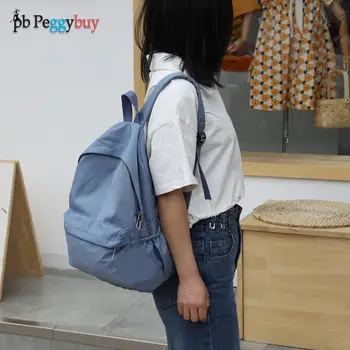 Jednoduché Jednofarebné Ramenný Batohy Nylon Veľkú Kapacitu Cestovné Knapsacks Dievčatá Študent Denného Zips Schoolbags