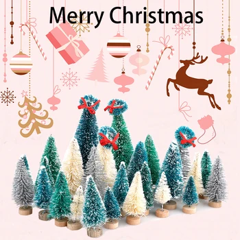 Mini Vianočné Stromčeky Nastaviť Zasnežené Borovica Xmas Party Ornament Dovolenku Darčekové Dekorácie
