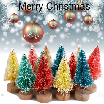 Mini Vianočné Stromčeky Nastaviť Zasnežené Borovica Xmas Party Ornament Dovolenku Darčekové Dekorácie Obrázok 2