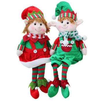 Vianočné zariadené, pri tionRed a zelenej látky Plyšové Nohu Elf Bábika Ozdoby Chlapci Dievčatá Elfovia Hračka Bábika pre 2022 Nový Rok Domova