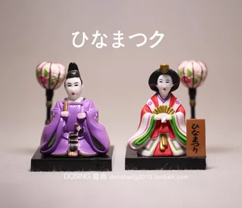 2ks/set Japonské Anime Obrázok Modelu Yamato Národnosti Wafuku Pár Miniatúry Figúrka DEŇ Bonsai Dekor Akčné Figúrky, Hračky Obrázok 2