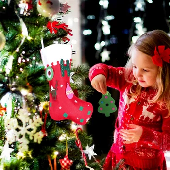 Urob si sám Cítil Vianočné Pančuchy s Ozdoby Vianočné Ponožky Darčeky Candy Bag Nový Rok 2022 Deti Hračky Vianočný Strom Dekorácie Obrázok 2