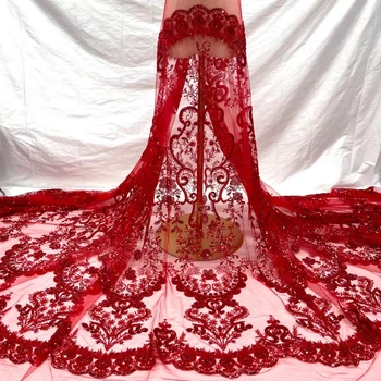 Mccarthy Afriky Čipky Textílie 2022 Francúzsky Ťažké Korálkové Čipky Textílie Nigérijský Flitrami Výšivky Čistý Čipky Tkaniny Pre Svadobné Šaty