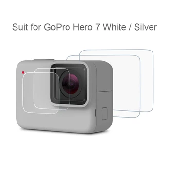 Tvrdené Sklo Objektívu+LCD Screen Protector pre GoPro Hero 7 Strieborná/Biela Akciu Fotoaparátu Ochranná Fólia pre Go Pro 5 6 7 Príslušenstvo