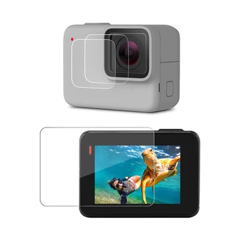 Tvrdené Sklo Objektívu+LCD Screen Protector pre GoPro Hero 7 Strieborná/Biela Akciu Fotoaparátu Ochranná Fólia pre Go Pro 5 6 7 Príslušenstvo Obrázok 2