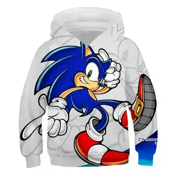 Na jar a na Jeseň Sonic Hoodies Nadrozmerné detská Mikina s Dlhým Rukávom Sonic 3D Vytlačené Oblečenie Chlapci Topy Streetwear 4-14