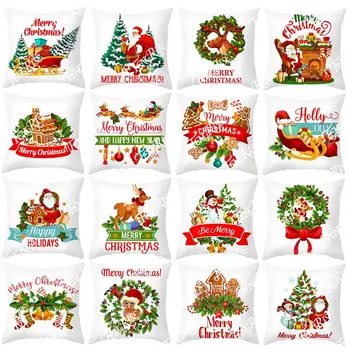 Vianočné obojstranný Vzor Zamatový povlak na Vankúš šťastné a Veselé Vianoce, Výzdoba Pre Domáce 2021 Vianočné Ozdoby Vianočné Navidad Dary