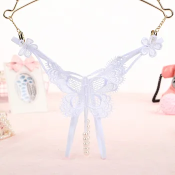 Vianočné Nové dámske Sexy Bielizeň Motýľ Výšivky Otvorené Rozkroku Pearl Masáž Duté Vidieť-Cez Remeň Exotické