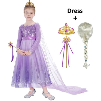 Princezná Fialová Dievčatá Elsa Šaty Karnevalového Kostýmu Vianočné Oblečenie Fantasia Frocks Pre Dievčatá Anna Šaty Dieťa Detí Clothin Obrázok 2