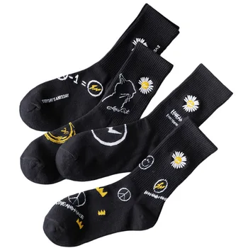 Streetwear Cartoon Daisy Roztomilé Ponožky Ženy Japončina Kórejčina Harajuku Kawaii Ponožka Vtipné Mačku Lightning Koruny Číslovka Čierne Ponožky