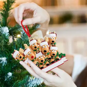 1pc Personalizované Drevené Sobov Rodinu Vianočné Ozdoby na Vianočný Stromček, Dekorácie Pre Domov 2022 Šťastný Nový Rok Roztomilý Ornament