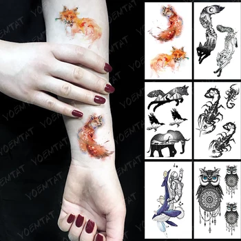 Nepremokavé Dočasné Tetovanie Nálepky Fox Sky Horských Flash Tetovanie Lesa Sun Moon Rameno, Zápästie Falošné Tatto Na Telo Umenie Ženy Muži