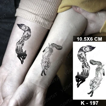 Nepremokavé Dočasné Tetovanie Nálepky Fox Sky Horských Flash Tetovanie Lesa Sun Moon Rameno, Zápästie Falošné Tatto Na Telo Umenie Ženy Muži Obrázok 2