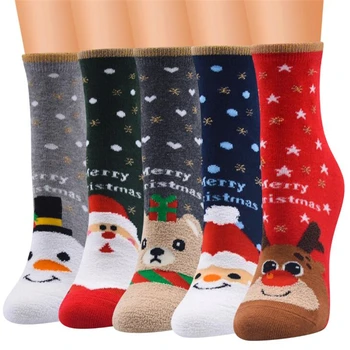 Dámske Ponožky Pani Zima Roztomilý Vlna 3D Dámy Ponožky Žena Tepelnej Teplé Vianoce Ponožky Hot Predaj Vianočný Darček Ponožka Obrázok 2