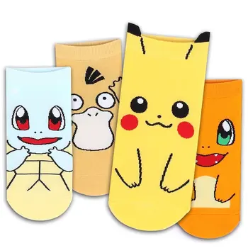 Pokemon Kreslených Bavlnené Ponožky Dámy Roztomilý Pikachu Bavlna Jar a v Zime Priedušná Pot-absorbent Dezodorant Dospelých Ponožky Obrázok 2
