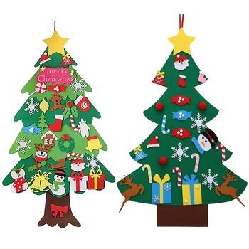 Urob si sám Cítil Vianočný Stromček Domáce Dekorácie na Stenu Visí Vianočný Strom s 33pcs Santa Claus snehové Vločky Ornament Nový Rok Kid Darček Obrázok 2