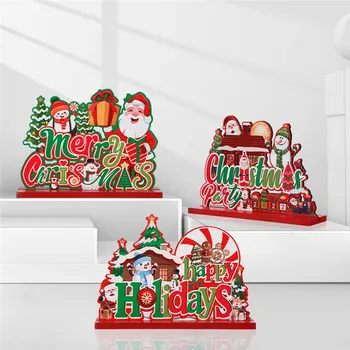 Drevené Santa Claus Snehuliak Ploche Ozdoby Vianočné Dekorácie pre Domov Vianočné Darčeky Firmware Nový Rok 2022 Natal Veselé Vianoce