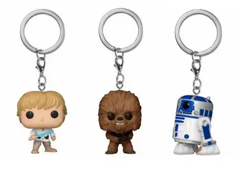 FUNKO Funko pop Star Wars Luke Skywalker Chubacca R2-D2 Robot Keychain Prívesok Roztomilé Hračky, Vianočné Dospelých, Deti POP