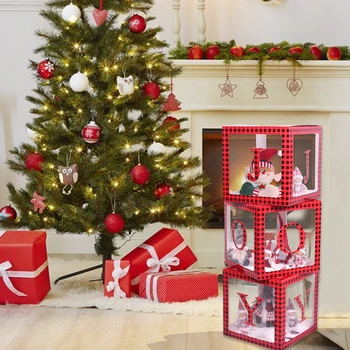 Vianočné Transparentné Okno Vianočné Darčeky Box Veselé Vianočné Dekorácie Pre Domov 2020 Cristmas Ornament Navidad Noel Šťastný Nový Rok Obrázok 2