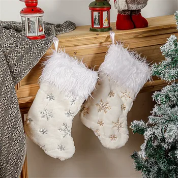 2022 Nový Rok Dekorácie Zlatá/Strieborná Snowflake Vianočné Ponožky Vianočný Strom Dekorácie Prívesok Vianočný Darček Decor Navidad