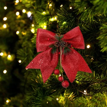 Veľké Luky Nový Rok Party Svadobná Výzdoba Vianočného Stromčeka Big Gold Šumivé Lesk Bowknot Závesné Dekoratívne