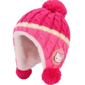 Hello Kitty detský Klobúk Pletený Hat Zimné Dieťa v Teple chrániče sluchu Plus Velvet Hrubé Vetru Vlnená Čiapka Sanrio Šesť Štýlov Obrázok 2