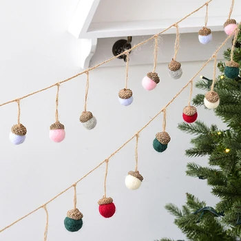 6pcs Vianočný Strom Ornament vlnená Plsť Žaluď Borovicové Šišky DIY Prívesok Vianočné Dekorácie pre Domov Nový Rok 2021 Deti Darček Veľkoobchod