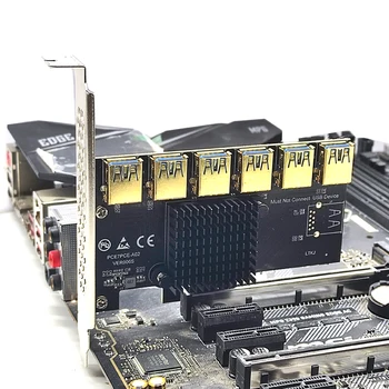 PCI Express Násobiteľ PCIE 1 až 6 USB3.0 Stúpačky Karty pre PCI Express X16 Nastavovanie Grafické Karty ETH Bitcoin Banské Banské Pridať na Kartu