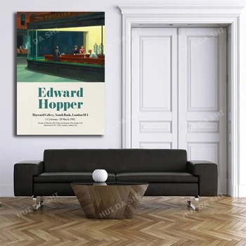 Edward Hopper Plagát, Nighthawks Art Print, Výsypná Výstava, Plagát, Americké Múzeum Umenia, Darček, Kancelárske Steny Výzdoba Obrázok 2