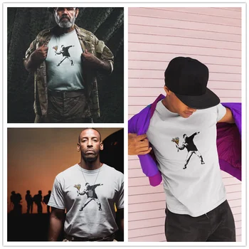 Rap T Shirt Banksy Rage Kvet Vrhacie T-Shirt Muž, 100 Percent Bavlna Tee Tričko Bežné Zábava Tlač Krátke Rukáv Tričko XXX