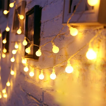 Vianočná Výzdoba Osvetlenie LED Girlandy Loptu Svetlá Víla String Nepremokavé Vonkajšie Lampy Dovolenka Svadobné Party Dekorácie Svetlá