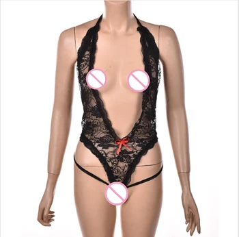 Nový Sexy Spodnú Bielizeň Horúcej Čiernej Čipky Pozdĺžne Erotické Spodné Prádlo, Kostýmy Pokušenie Transparentné Sleepwear Obrázok 2