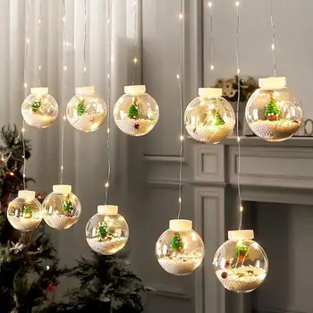 Vianočné Gule Garland String Svetlá Víla Osvetlenie Santa LED Záves Svetlo String Vianočný Strom Dekorácie Nový Rok Darčeky