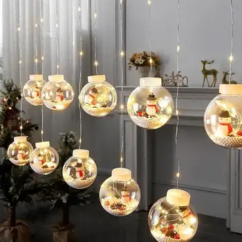 Vianočné Gule Garland String Svetlá Víla Osvetlenie Santa LED Záves Svetlo String Vianočný Strom Dekorácie Nový Rok Darčeky Obrázok 2