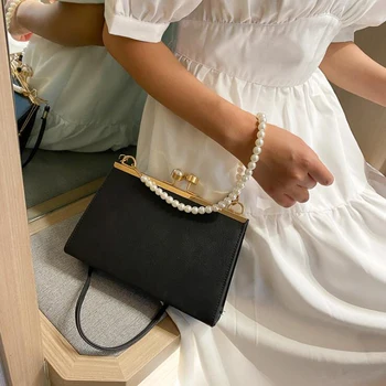 Elegantné Pearl Módne Klapka Tašky cez Rameno pre Ženy 2022 Jednoduché Crossbody Večer Tašky Lady Malé Tote Luxusné Kabelky a Peňaženky